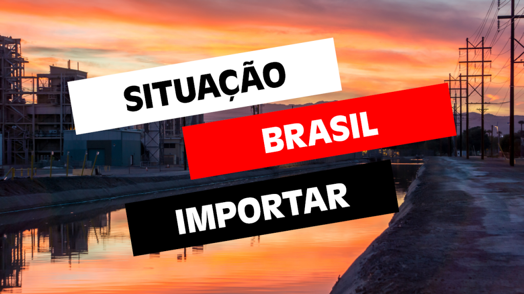 Uma foto em preto e branco de uma cidade com os dizeres 'importador Brasil'.