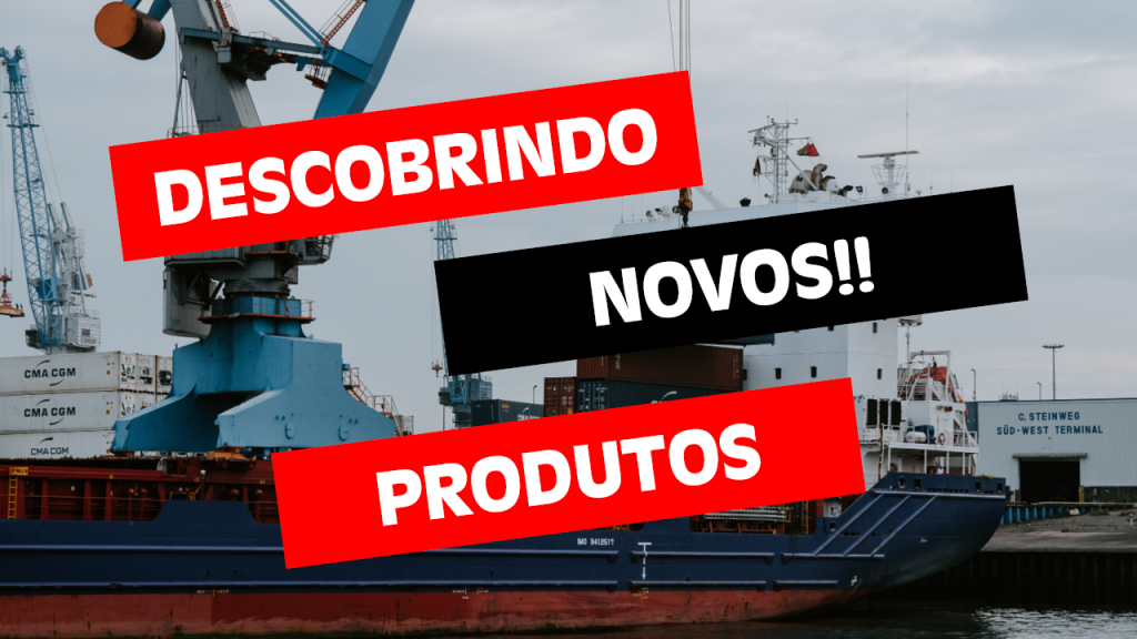 Um navio atracado no cais, mostrando sua capacidade de importar e aumentar as vendas com os dizeres “descrever novos produtos”.